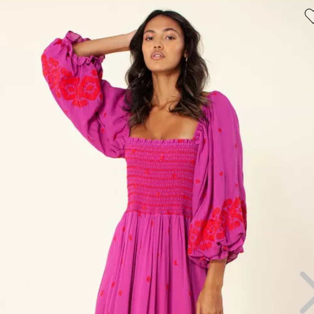 Brand New Hale Bob Jayden Embroidered Maxi Dress, SIZE M